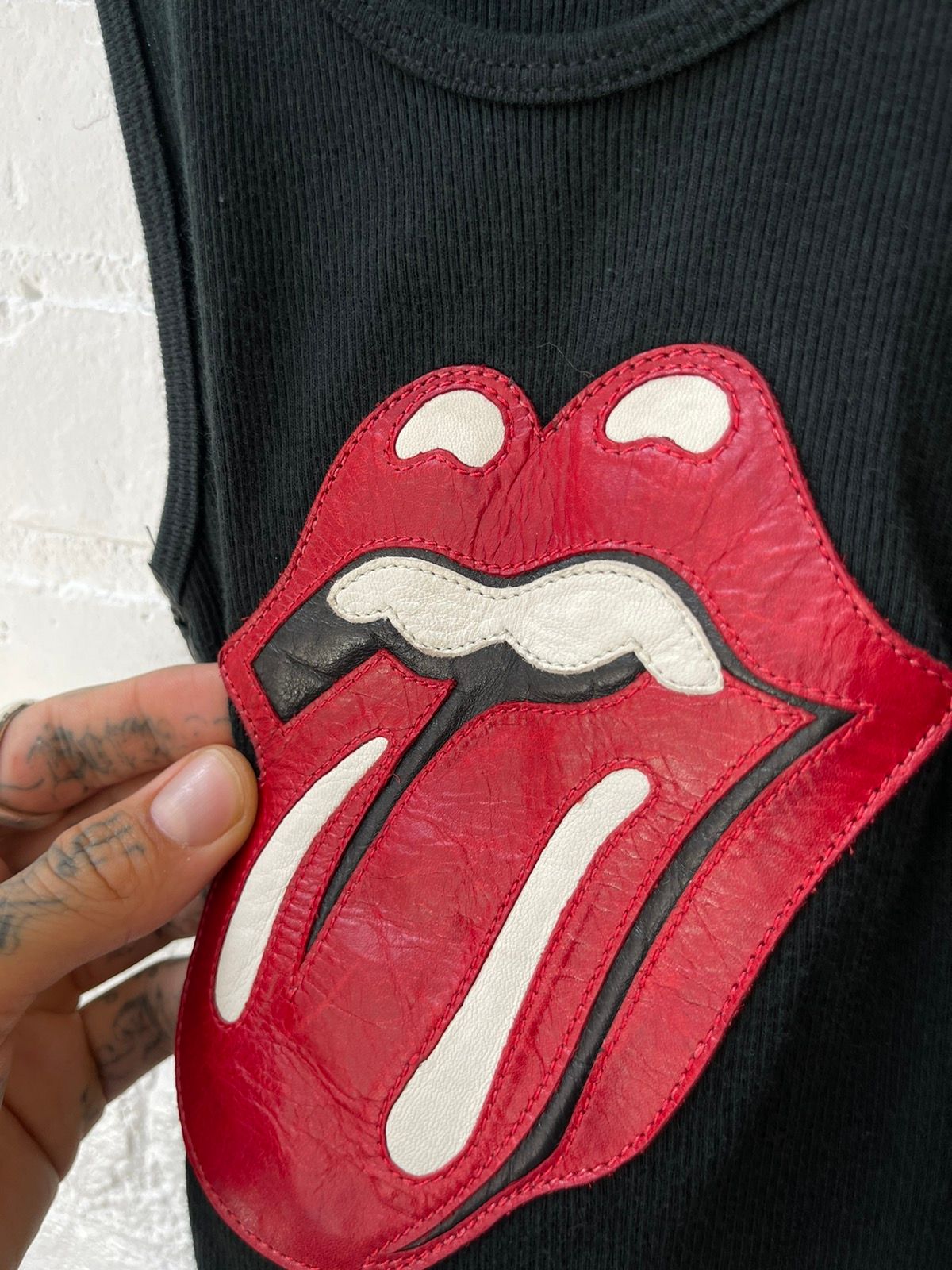 Chrome Hearts ROLLING STONES LARGE LEATHER PATCH TANK SHIRT