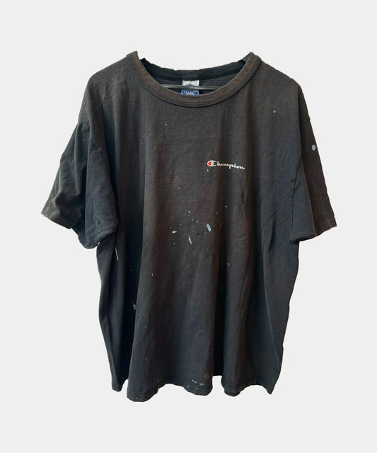 Vintage THRASHED BLANK Champion Oversized Black Shirt XXL
