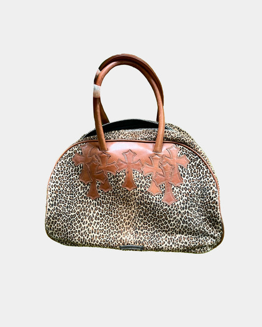 Chrome Hearts Custom Leopard Fur CROSS Patch Duffle Bag