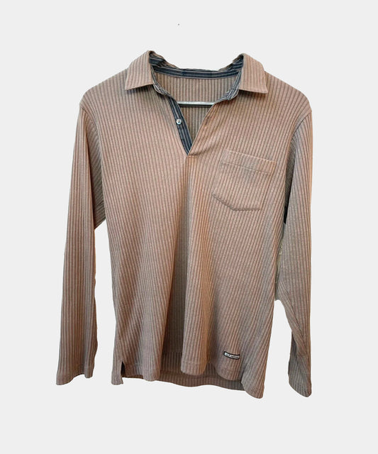 Vintage 90s Longsleeve Collar Neck Corduroy Shirt