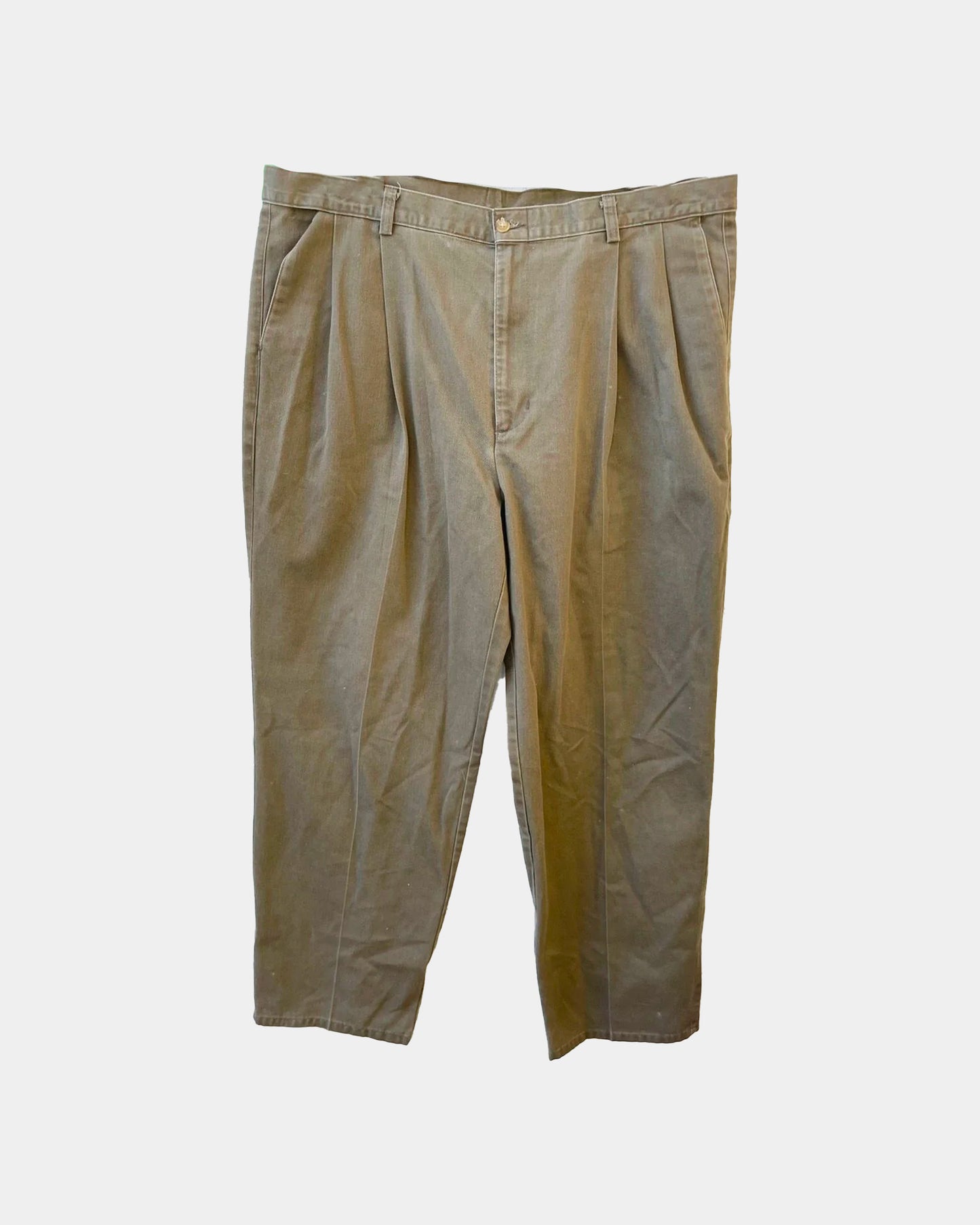 Vintage Pleated Baggy Skater Chino Pants Olive Green