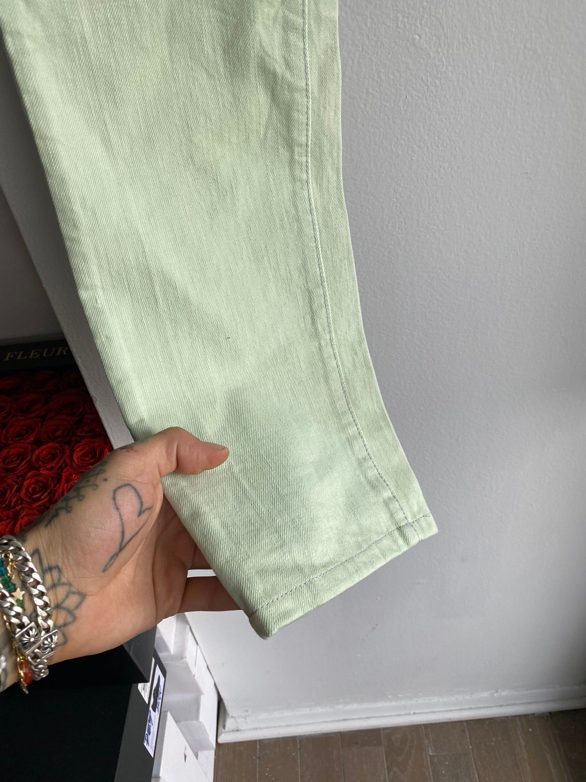 Dior Homme 06 RUNWAY Mint Green Cat Claw MIJ Denim Jeans