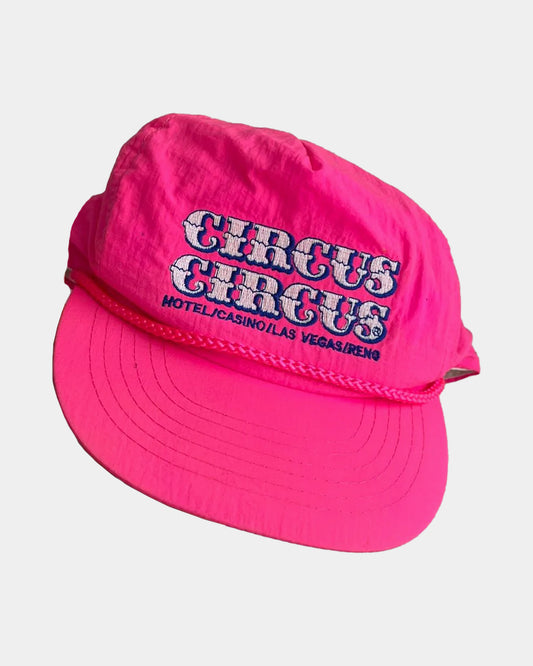 Vintage 90s CIRCUS CIRCUS Snapback Hat HOT PINK