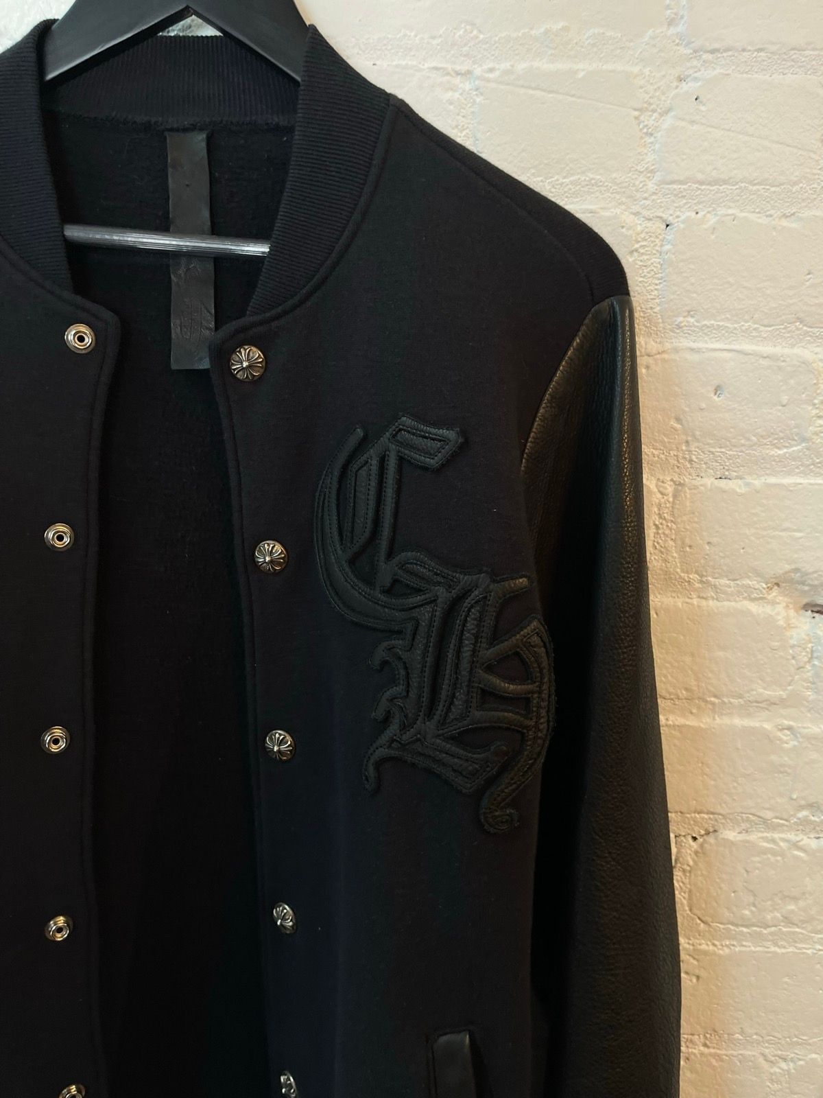 Chrome Hearts Black Varsity Jacket Leather Fits S or M