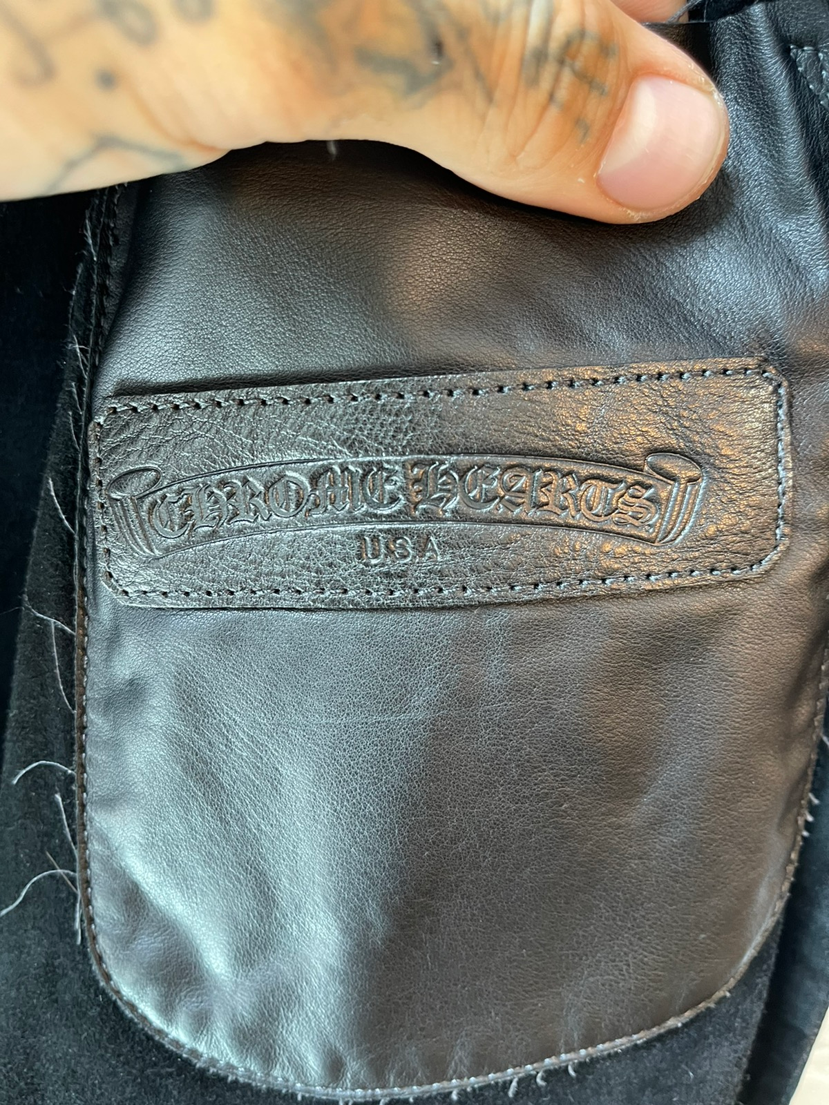Chrome Hearts Leather Jacket Shirt w/ Suede HOOD XL