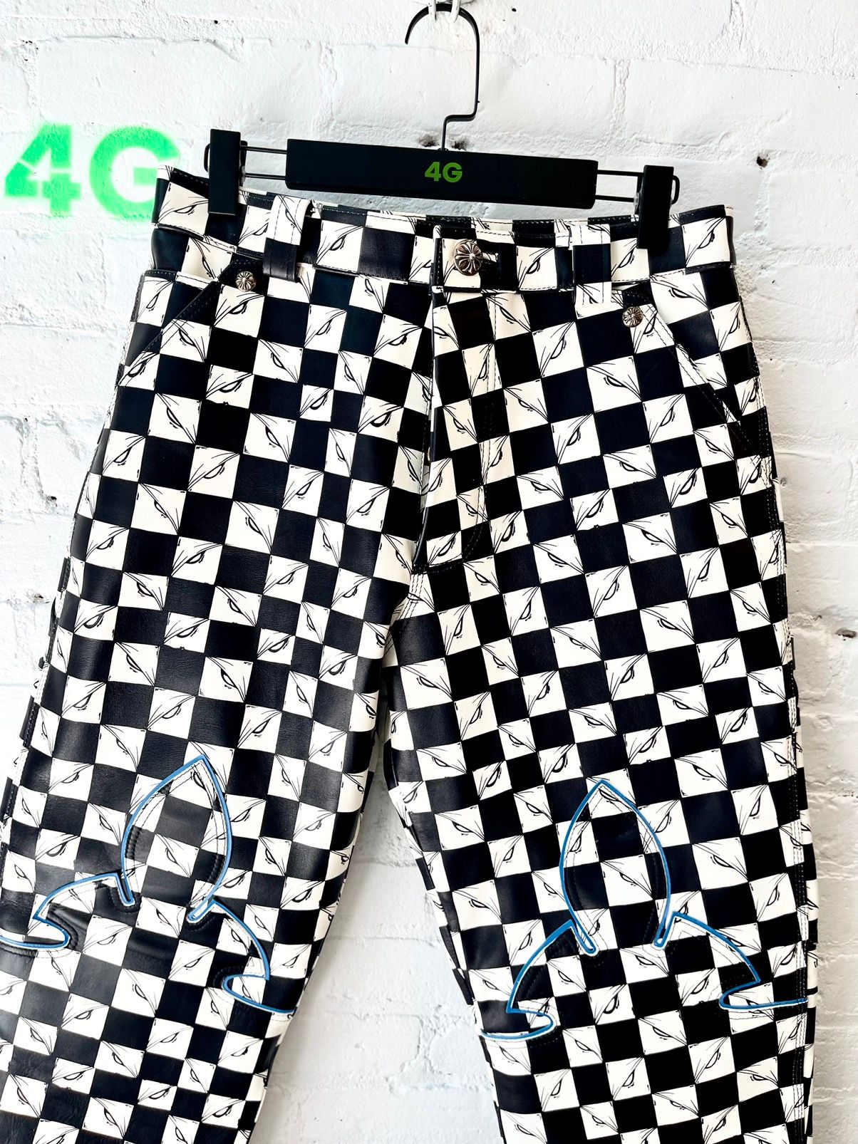 Chrome Hearts OFFSET CUSTOM 1/1 CHECKERED LEATHER JEANS