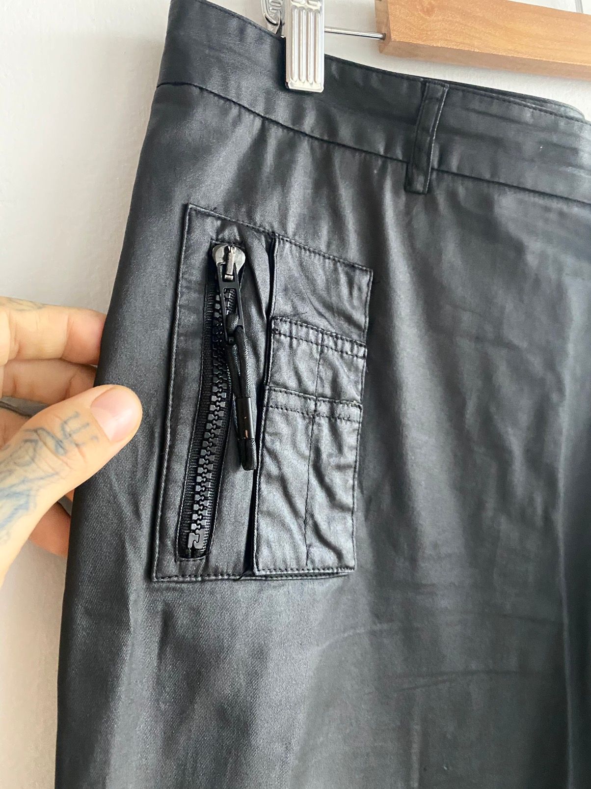 Dior Homme 04 ‘Strip’ Wax Coated Nylon Cargo Pants Waxed