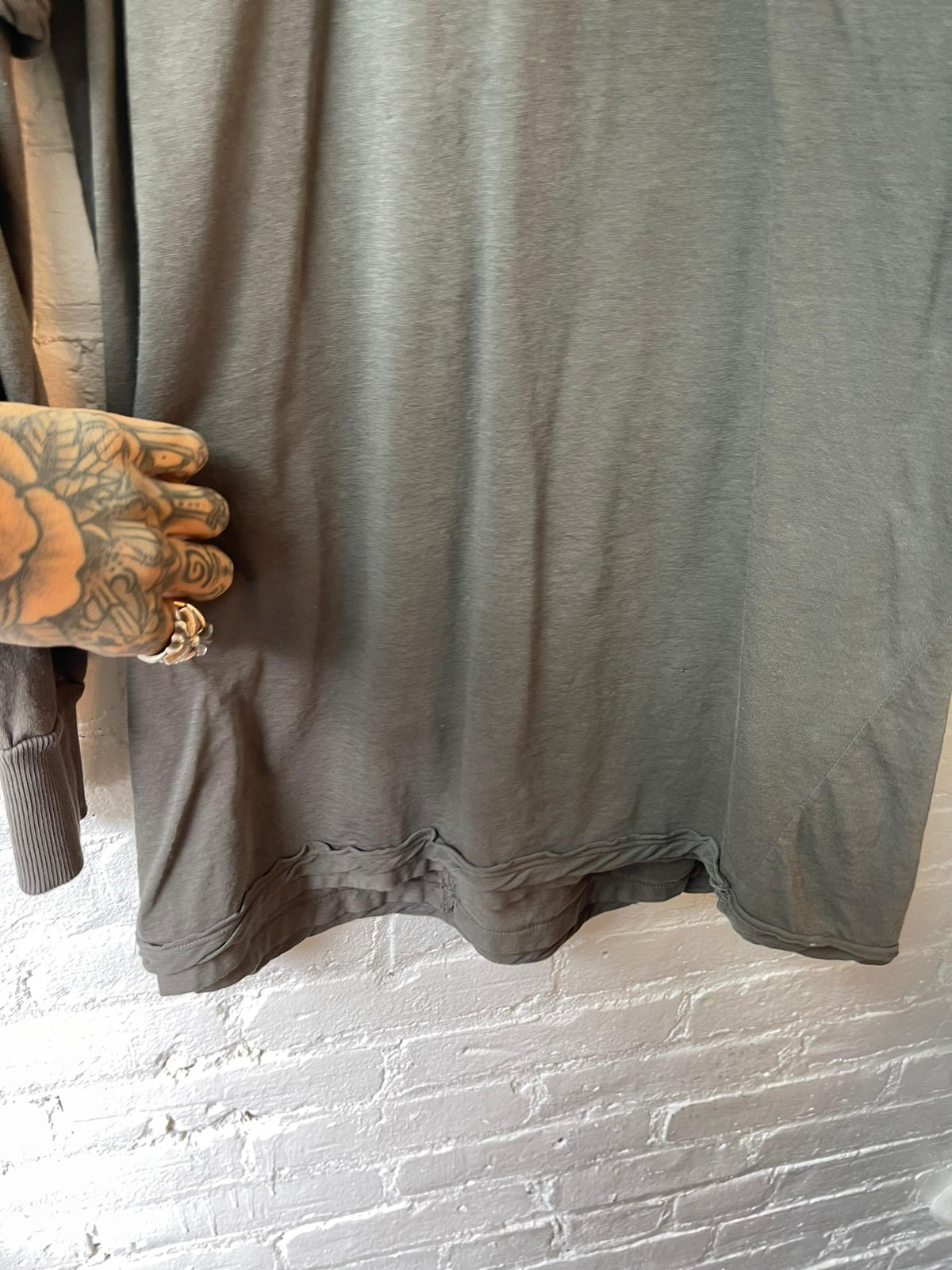 Rick Owens Double layer Shirt Small Medium Grey/Green