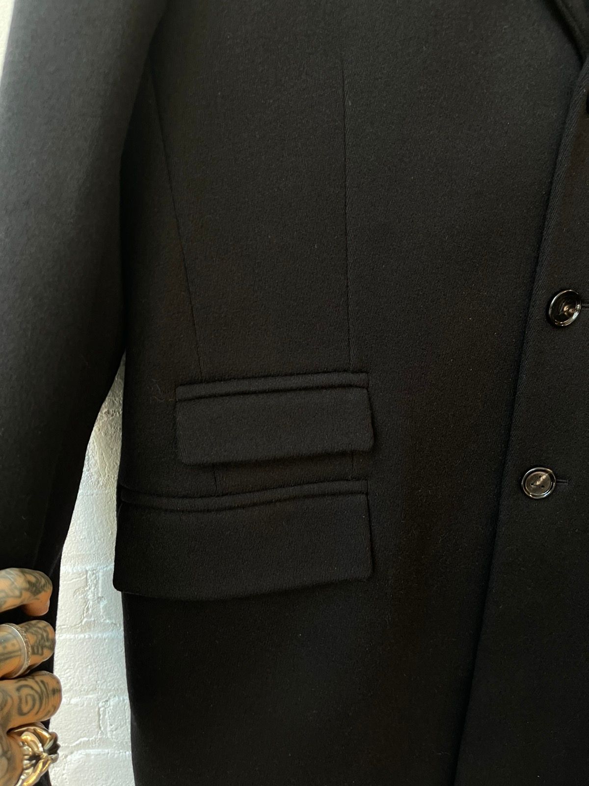 Bottega Veneta 3 Button Peacoat Jacket Black Wool SZ 48