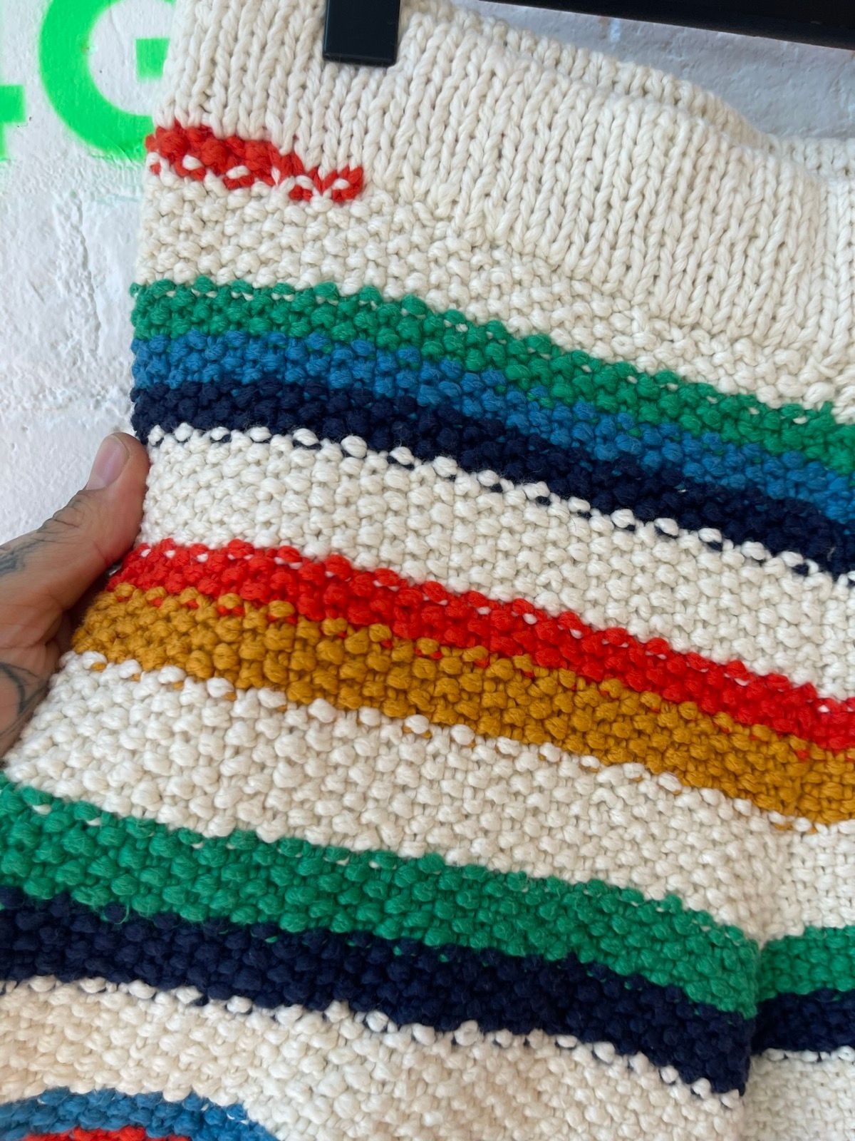 Elder Statesman rainbow hand knit shorts fits 29-31