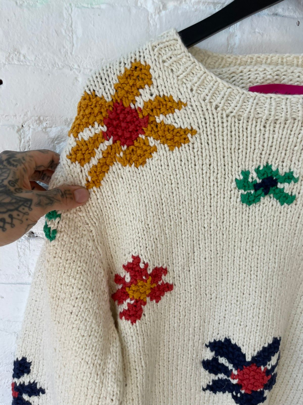 Elder Statesman NEW HAND KNIT Flower Floral Sweater