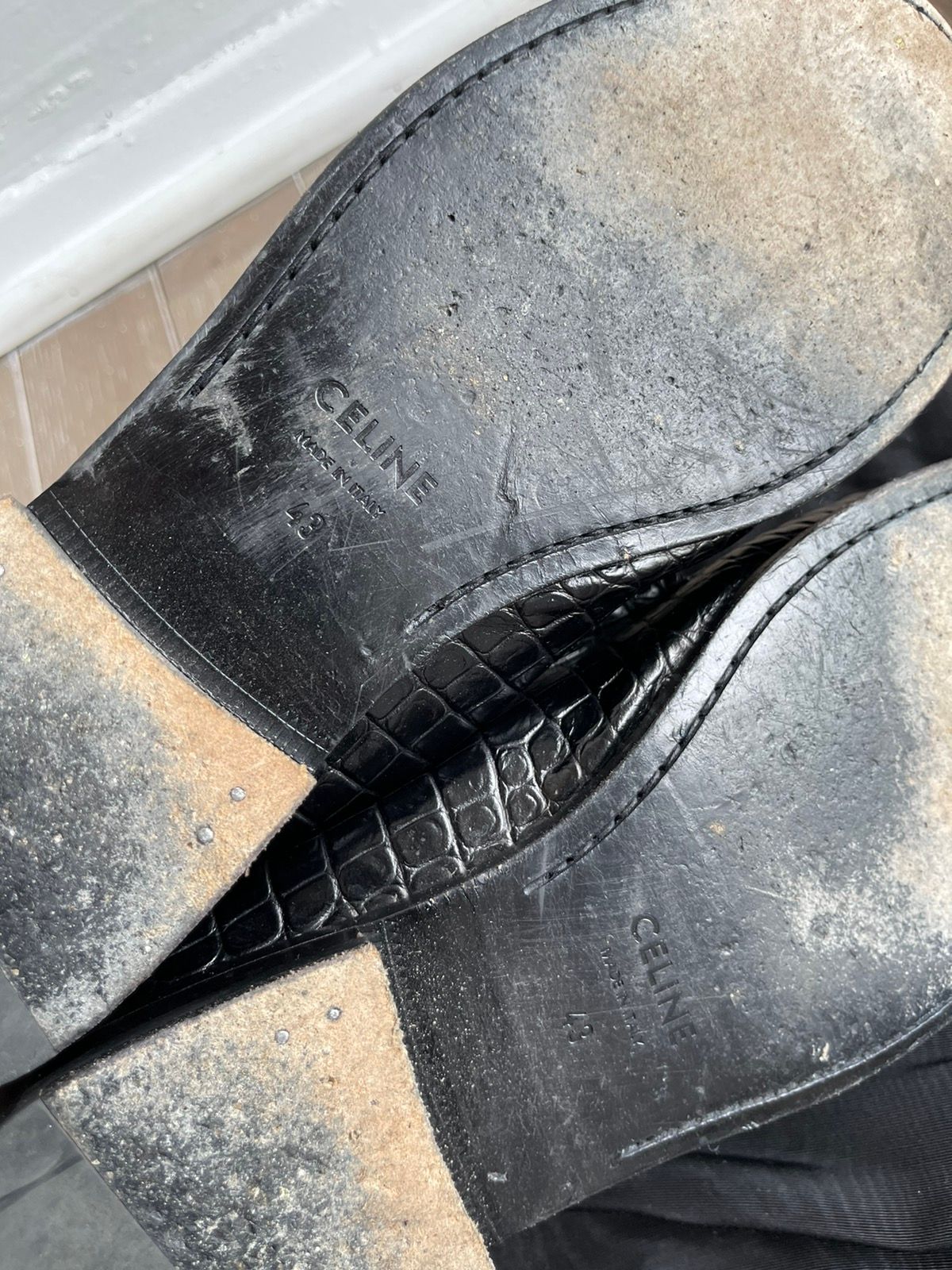 Celine SS20 Hedi Black Leather Croc Loafers Shoes EU43