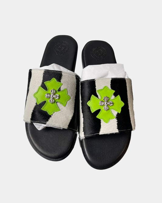 Chrome Hearts Zebra PonyHair Slides Sandals SZ 11