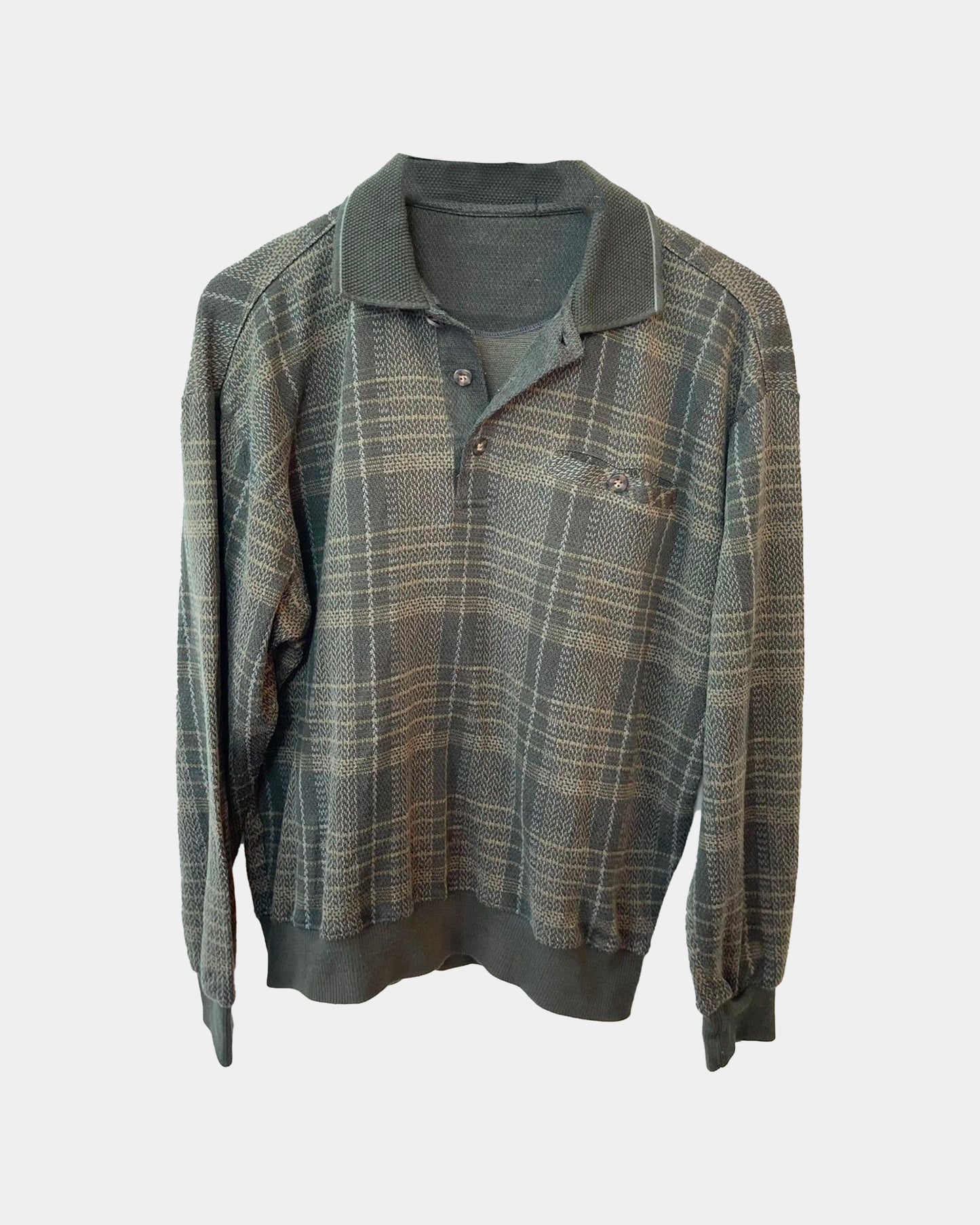 Vintage Green Brown Grandpa Sweater Oversize Medium