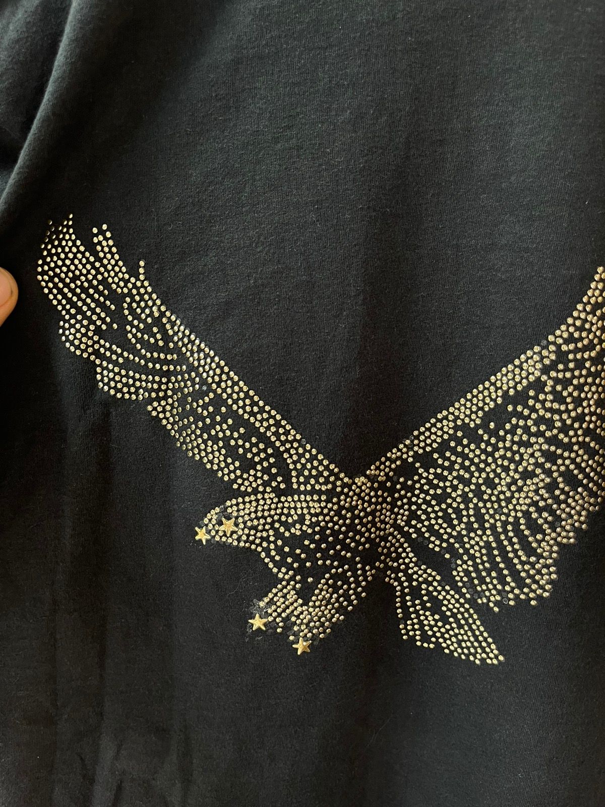 Vintage 90s Blank with GOLD Beaded Eagle on Back Boxy Shirt