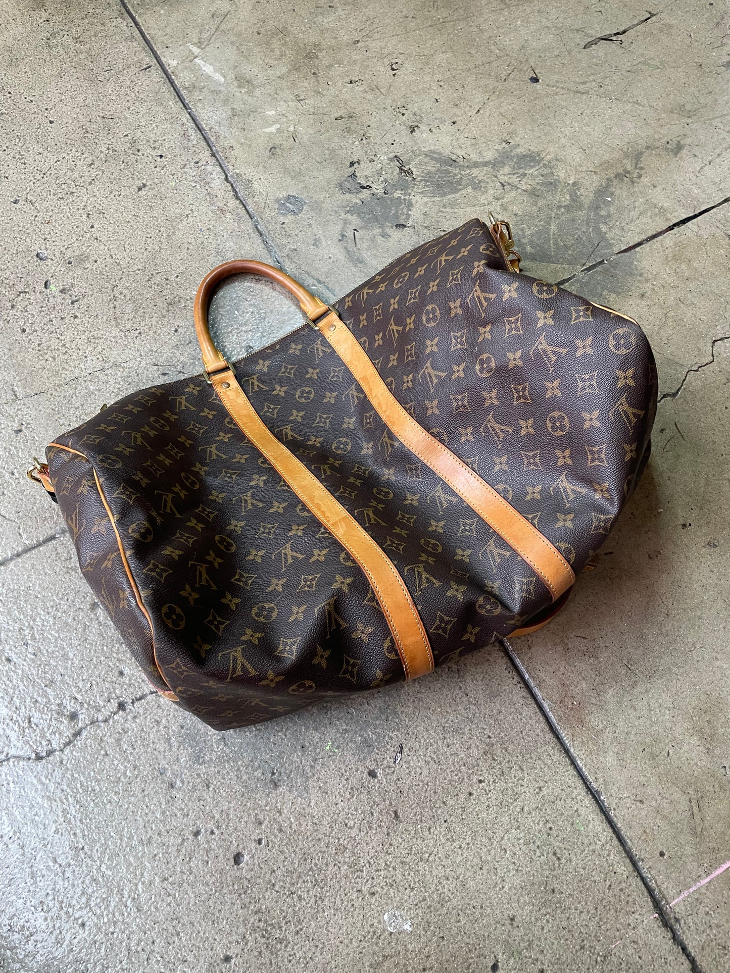 Louis Vuitton Duffle Bag Mid Size with Saint Laurent bandana