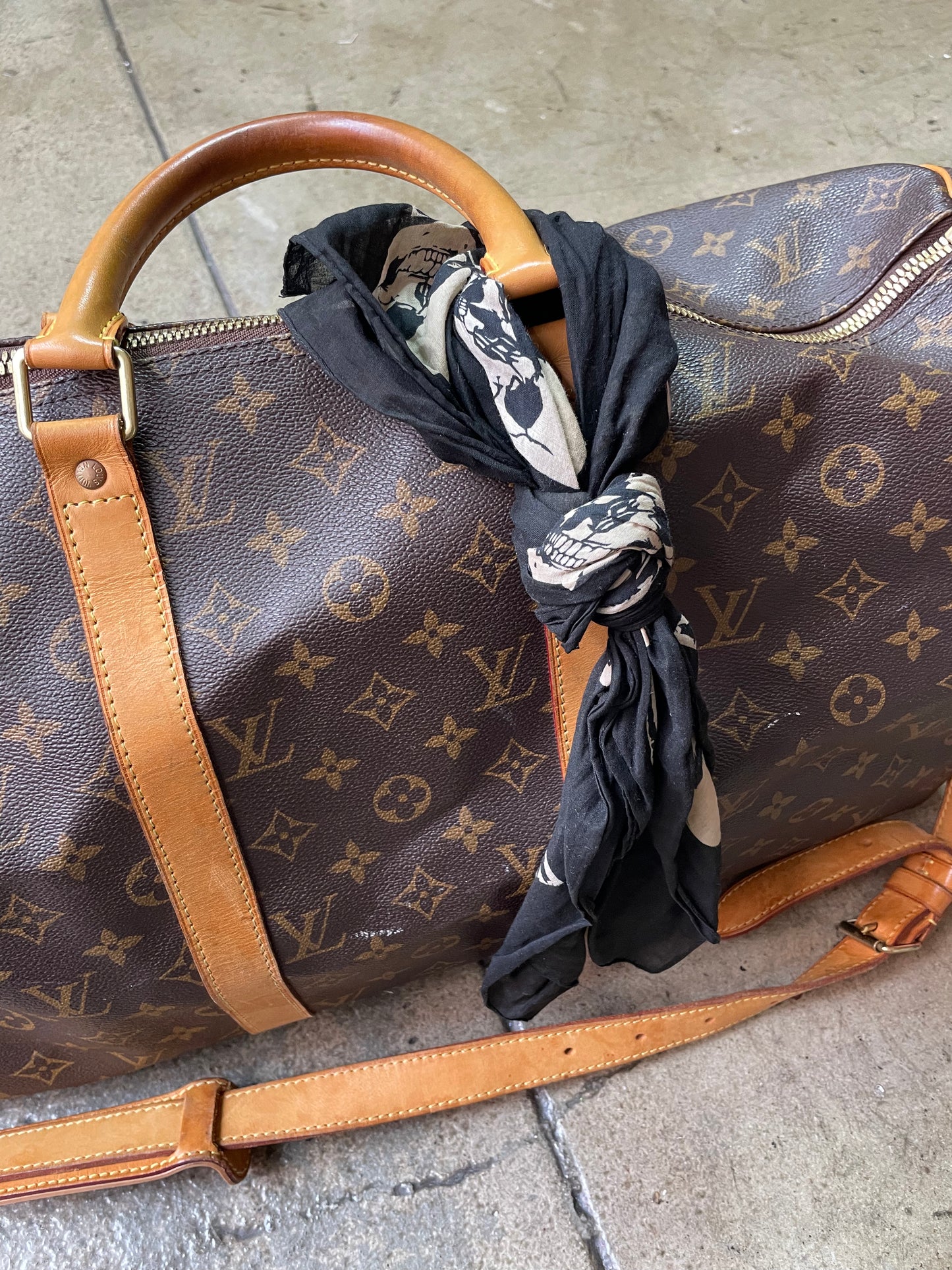 Louis Vuitton Duffle Bag Mid Size with Saint Laurent bandana