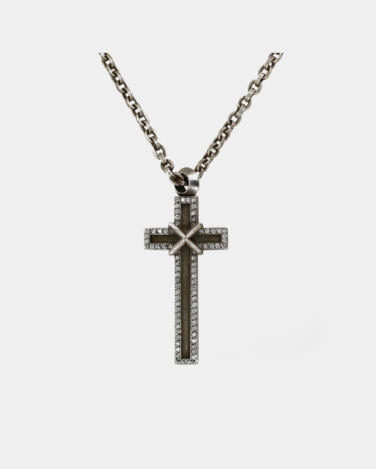 Chrome Hearts Diamond Cross 3 Maple Thorpe Sterling Necklace, 97.6gr