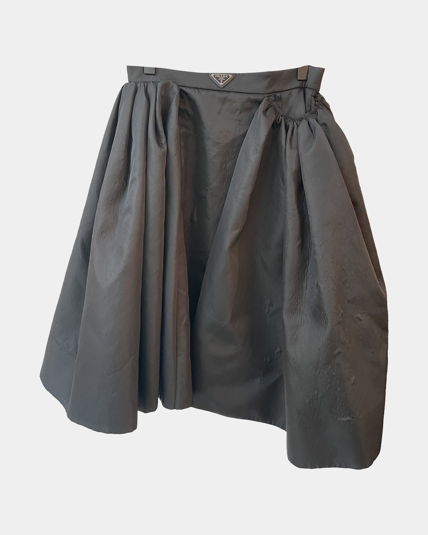 Prada Logo-Waist gathered A-Line Skirt