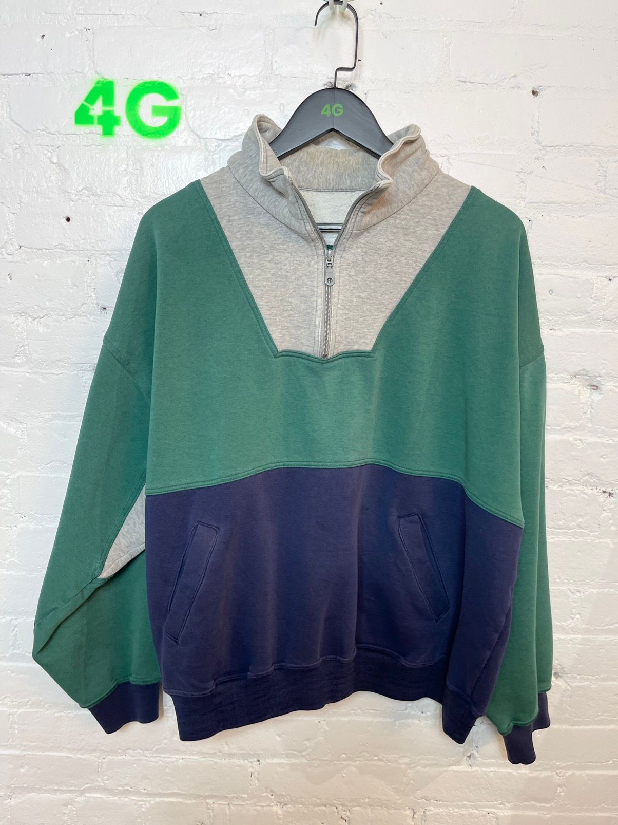 Vintage 90s Color block Pullover Sweater Zip up Skater
