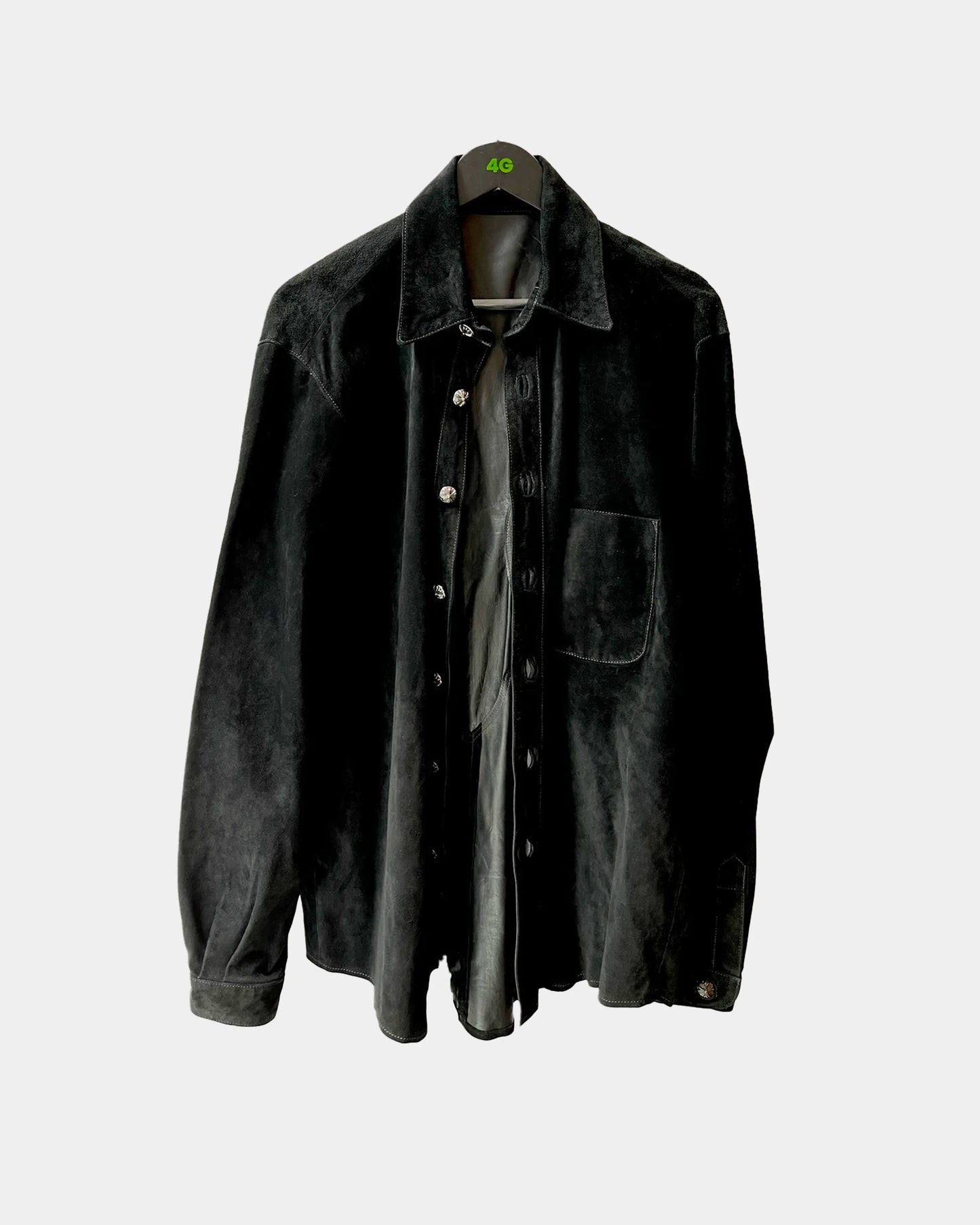Chrome Hearts Black Suede Leather Jacket Shirt XL 4Gseller