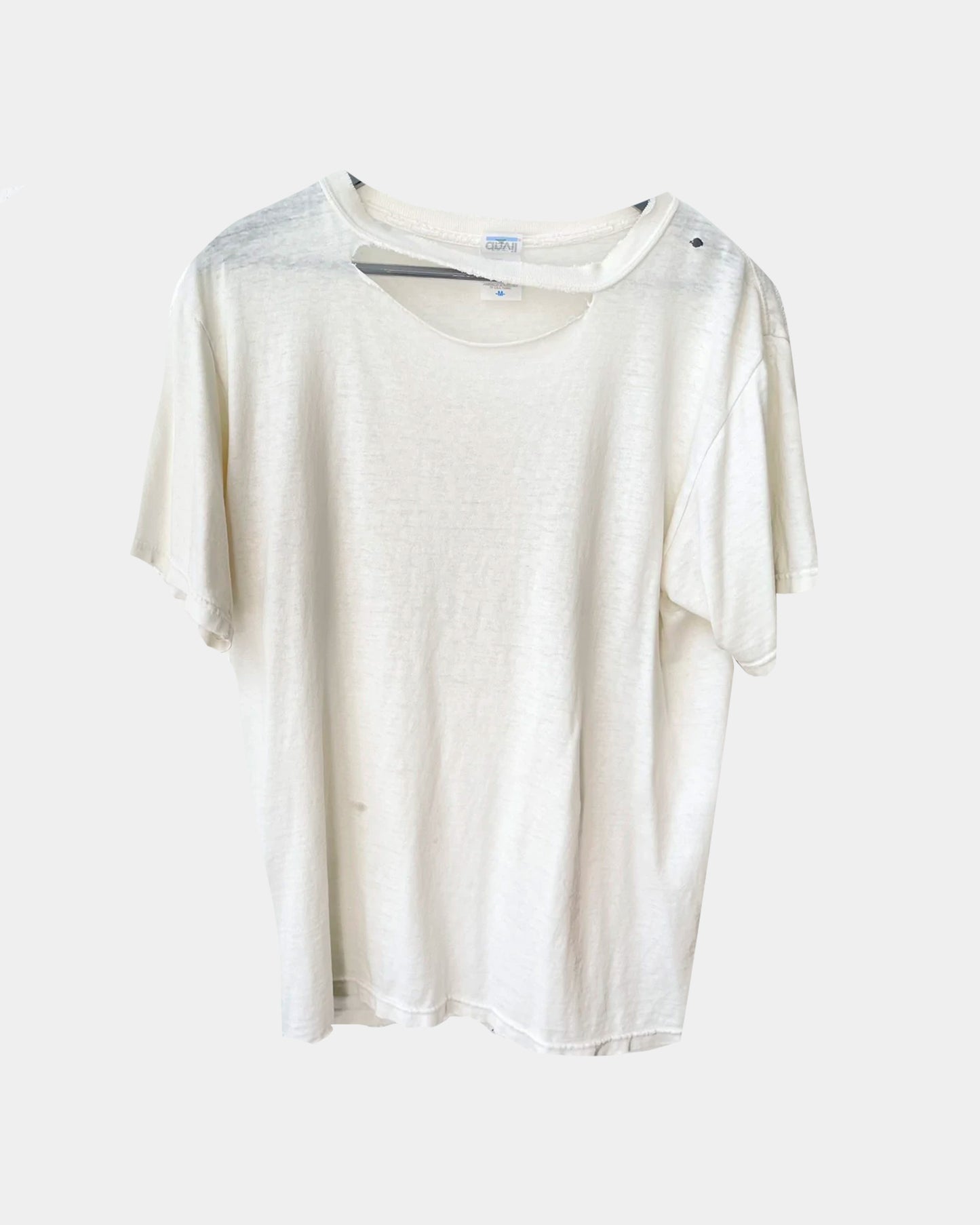 Vintage 90s THRASHED PAPER THIN BLANK WHITE SHIRT 4Gseller