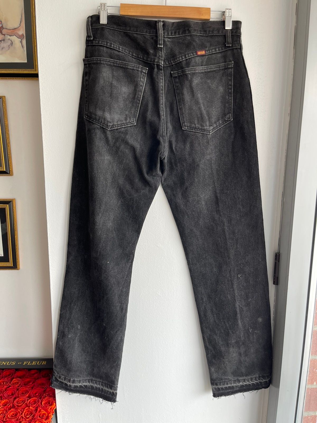 VINTAGE 90s Black Wash Raw Hem Baggy Jeans