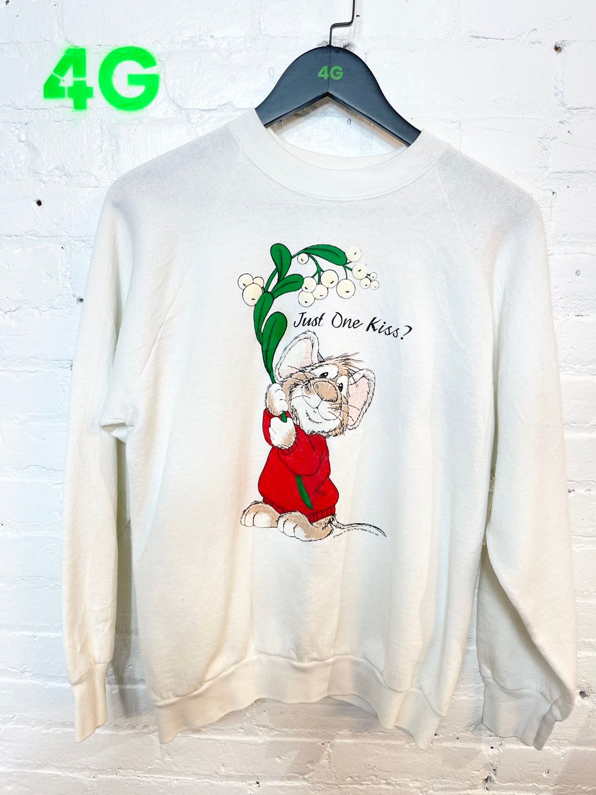 Vintage 1989 JUST 1 KISS Sweater Pullover Soft Cute Cozy